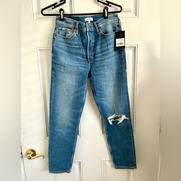 {Re/Done} 90’s High-Rise Ankle Crop Distressed Jeans, NWT sz 28 - Picture 5 of 10